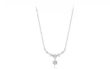 【S999纯银】 牧言 麦穗樱花 冷淡风气质温柔简约小众设计高级感 光面立体闪耀水滴穗穗平安花朵流苏微笑弧度锁骨链 足银 项链 女款