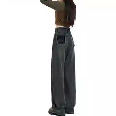 惟熙 冬款加绒直筒裤女小个子垂坠感高腰显瘦加厚保暖拖地阔腿长裤牛仔裤 女款 黑色