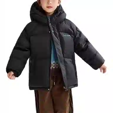 鸭鸭 时尚短款鸭绒印花厚实保暖防风防雨羽绒服 青少年