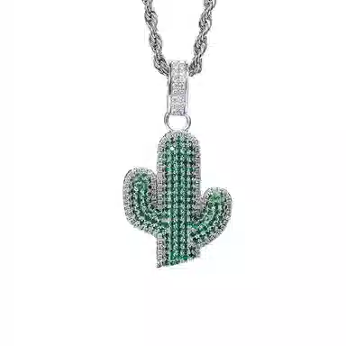 暖瞳 仙人掌 钛钢 项链 男款