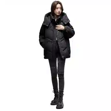 鸭鸭 经典抗寒保暖时尚休闲连帽羽绒服 女款