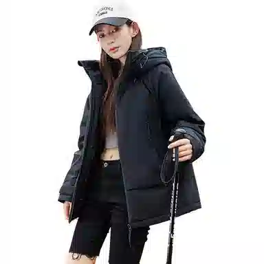 鸭鸭 纯色连帽长袖羽绒服 男女同款