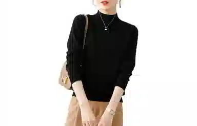 恒源祥 半高领套头打底纯色毛衣 女款