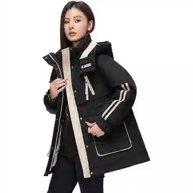 鸭鸭 时尚收腰防风保暖韩版连帽羽绒服 女款