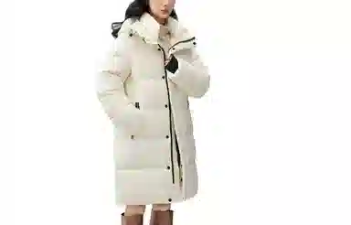 鸭鸭 中长款连帽直筒羽绒服 男女同款