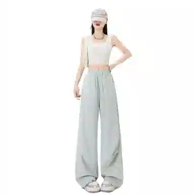 木清清 美式复古小刺绣工装裤慵懒宽松运动速干裤阔腿长裤休闲裤 女款