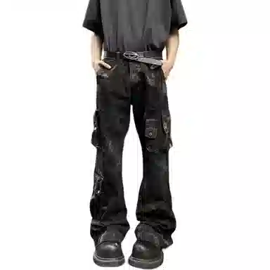 MGXEK Vintage Cargo Jeans Black