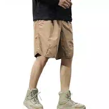遨宇 美式夏威夷户外机能多巴胺轻薄速干工装男潮牌宽松大码高端排扣沙滩裤子男五分裤休闲短裤 男款