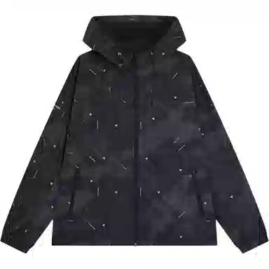 特步 生活系列 运动连帽拉链长袖风衣 男款 正黑色