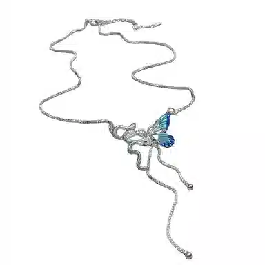 亲喜 新中式蛇与蝴蝶流苏设计感小众高级感潮流 合金 项链 女款