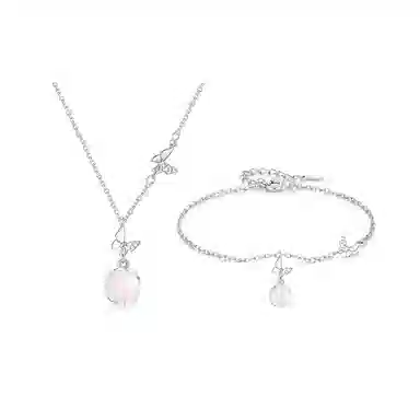 【S999足银|招财招桃花玄学】六桂福珠宝 白月光荔枝冻 财运蝴蝶连理枝清透少女心氛围感新中式气质小众 福韵金 好运 玉髓 玉石项链 女款