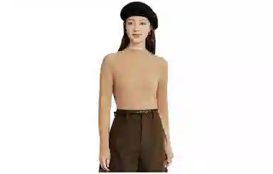 茵曼 纯色休闲半高领套头长袖毛衣 女款