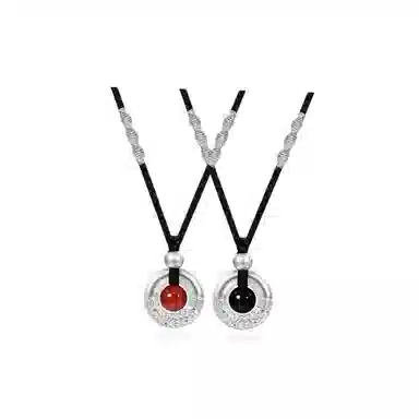 嘉翠云 平安扣相思豆 新中式国潮小众设计 祥云乾坤圈吉祥如意平安顺遂金箍圈 精致时尚百搭 琉璃 项链 男女同款情侣款