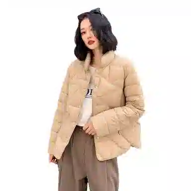 鸭鸭 通勤立领纯色短款长袖羽绒服 女款