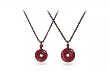 百利金 转运平安扣 国潮复古新中式平安转运珠优雅精致创意设计转运珠吊坠锁骨链 再造辰砂朱砂 玉石项链 男女同款情侣款