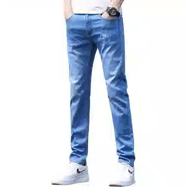 羽浅 夏季速干透气舒适个性百搭弹力修身直筒痞帅耐穿牛仔裤 男款