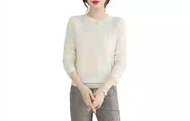 恒源祥 圆领纯色套头长袖羊绒衫 女款