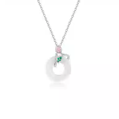 【S925银 郁见】 七好美银 郁金香平安扣轻奢浪漫梦幻小众设计小清新温柔新中式高颜值氛围感甜美少女心百搭 玉髓 项链 女款