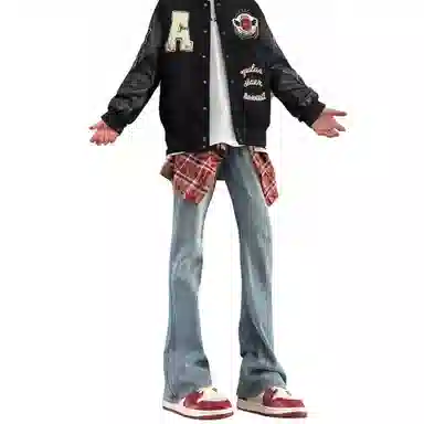 木林森 美式高街复古废土风水洗做旧中腰宽松直筒通勤百搭亲肤柔软舒适休闲耐磨垂感牛仔裤 男女同款