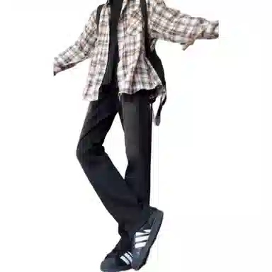 八哥 美式高街废土风不规则质感复古基础款弯刀弹力阔腿垂感百搭高级感运动舒适柔软个性简约微喇牛仔裤 男女同款