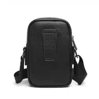 老人头 百搭日常通勤高级感轻便时尚 头层牛皮 斜挎包 男款 黑色