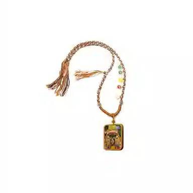 玉临门 水逆退散 财源广进 扎基拉姆半身 新中式国风民族风手工编织棉绳#好运 合金 项链 男女同款情侣款