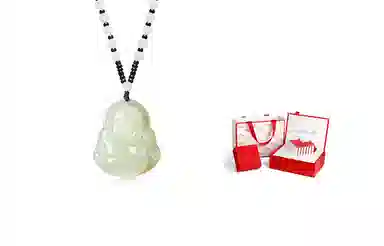 鸳鸯金楼 新中式国风系列 温润弥勒佛像 高级感浅色观音/弥勒佛编绳串珠 玉髓 项链 男女同款情侣款