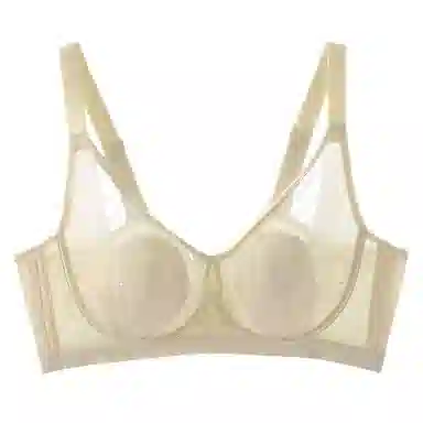 欧迪芬 莫尔代亲肤柔软轻薄透气兔耳杯上托聚拢防下垂收副乳调整型蕾丝全覆盖清凉感文胸 女款