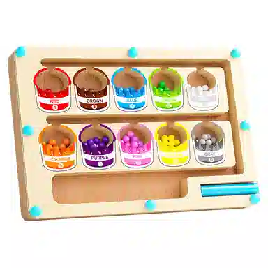 图米鱼 木质磁性计数运算颜色分类磁笔走珠移位游戏亲子互动安全环保 早教益智玩具