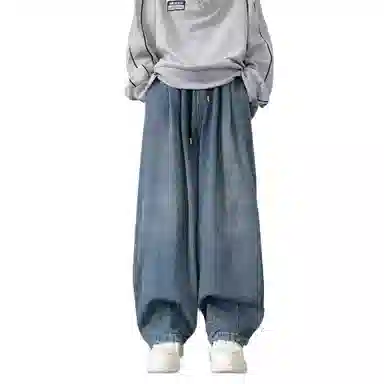 玉儿恋 中腰宽松直筒牛仔裤 男款