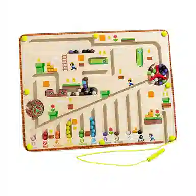 图米鱼 木质磁性计数运算颜色分类磁笔走珠移位游戏亲子互动安全环保 早教益智玩具