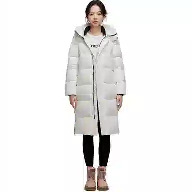 羽物 白鸭绒抗寒超厚过膝中长款羽绒服 男女同款
