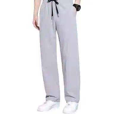 顶峰保罗 冰丝凉感透气宽松直筒长裤无性别主义潮牌薄款垂感阔腿速干运动百搭显瘦休闲裤 男女同款