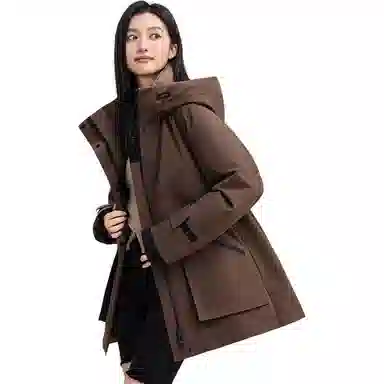 鸭鸭 无性别主义舒适简约短款立领连帽宽松保暖长袖羽绒服 男女同款