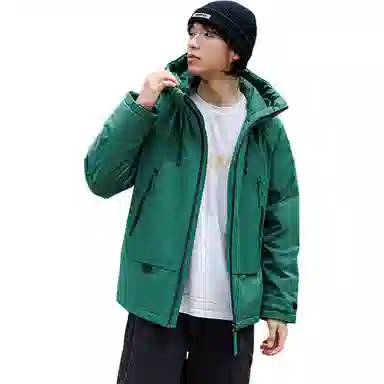 鸭鸭 纯色连帽长袖羽绒服 男女同款