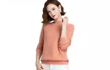 恒源祥 纯色圆领套头长袖羊绒衫 女款