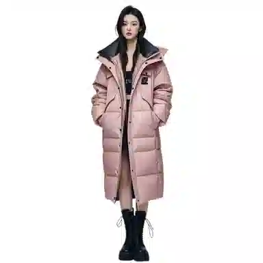 鸭鸭 冬季长款连帽时尚加厚保暖长袖羽绒服 女款