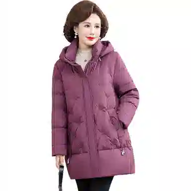 鸭鸭 冬季防寒经典连帽保暖时尚中老年妈妈装羽绒服 女款