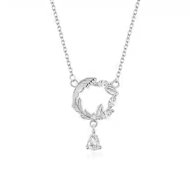 【S925纯银】 七七银饰 麦穗花环 水滴 时尚小清新 简约 精致轻奢高级感 浪漫优雅 清冷小众高颜值  银 项链 女款