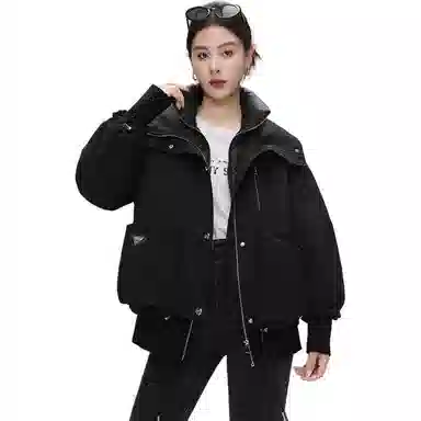 鸭鸭 百搭休闲短款立领夹克羽绒服 女款