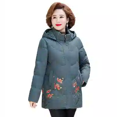 鸭鸭 冬季防寒经典连帽保暖时尚中老年妈妈装羽绒服 女款