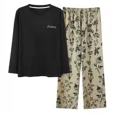 顶瓜瓜 简约舒适纯棉面料带胸垫可外穿家居服睡衣套装 女款