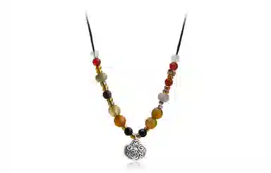 牧言 国潮复古新中式小众设计高级感 富贵如意锁锁骨链 玛瑙 玉石项链 女款