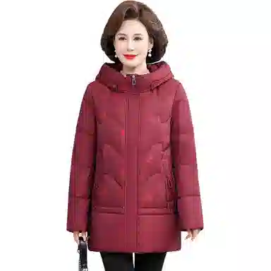 鸭鸭 冬季防寒经典连帽保暖时尚中老年妈妈装羽绒服 女款