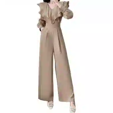 沐晓欣 长款荷叶边气质小众连体裤 女款