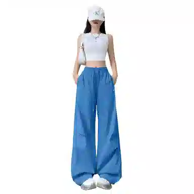 木清清 美式复古小刺绣工装裤慵懒宽松运动速干裤阔腿长裤休闲裤 女款