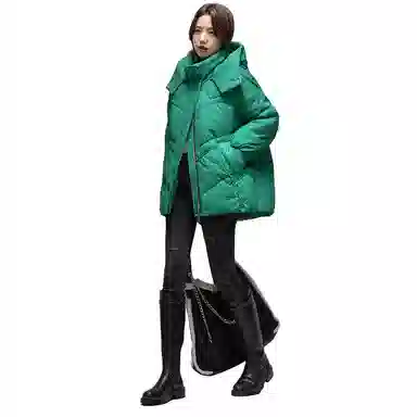 鸭鸭 经典抗寒保暖时尚休闲连帽羽绒服 女款