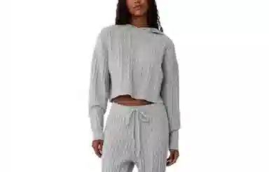 alo yoga Hoodie Knit Pullover Athletic Heather Grey