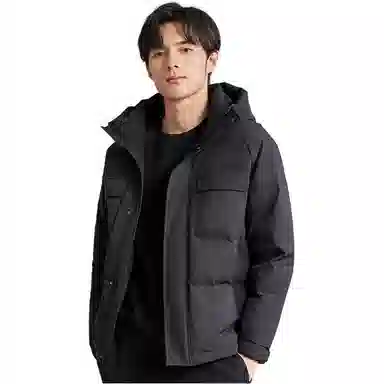 梦特娇 休闲防寒保暖连帽纯色经典羽绒服 男款