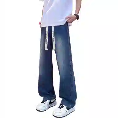 加菲猫家族 宽松舒适系带复古牛仔裤 男女同款